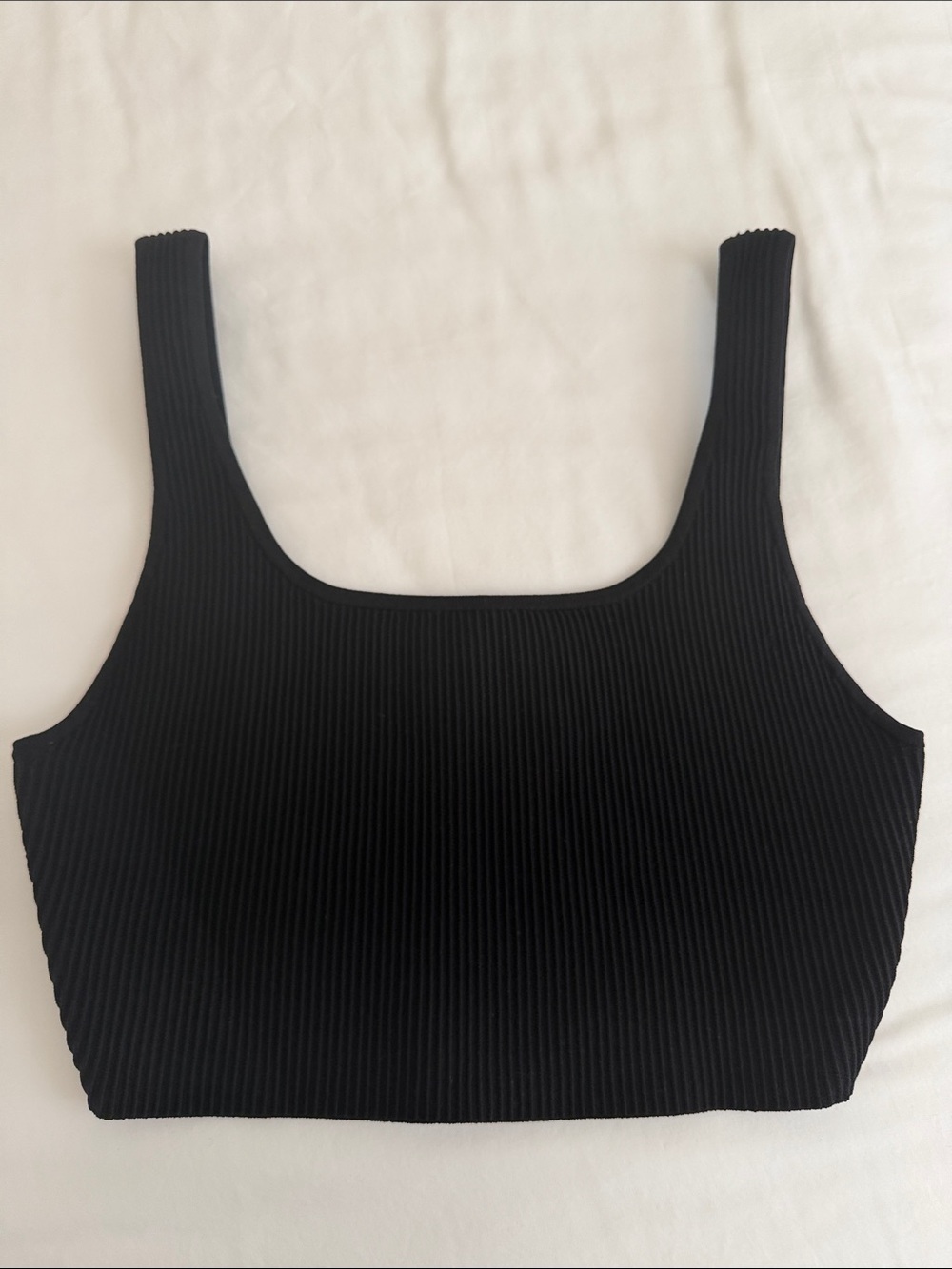 Aritzia Ribbed Square Neck Tank Top - Black